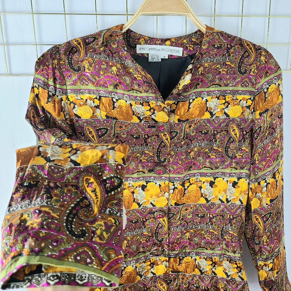 Anne Crimmins for Umi Collections Silk Paisley Baroque Vintage Blazer